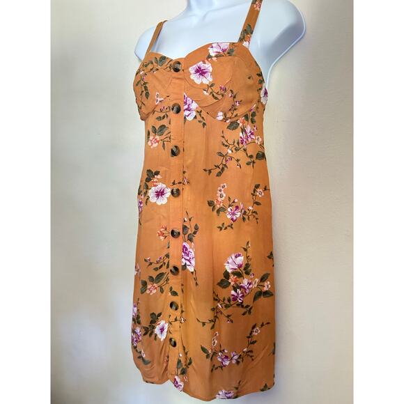 American Eagle Mustard Yellow Floral Dress Size Small - Picture 4 of 8